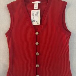 H&M Red Sleeveless Blouse